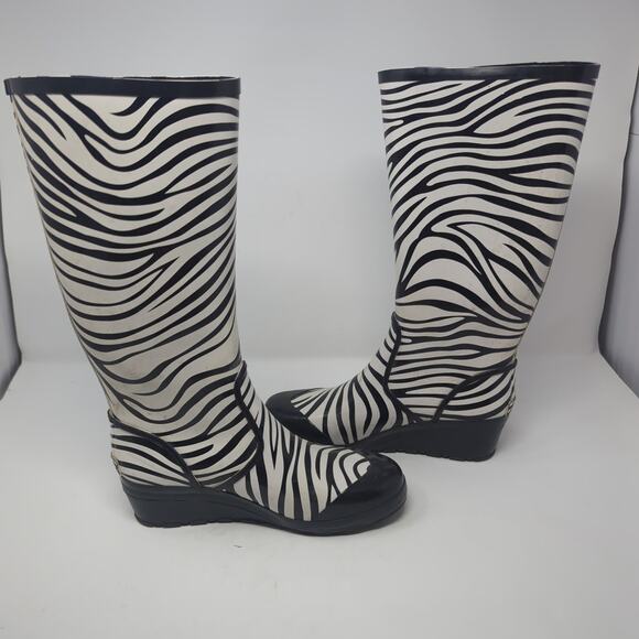 Michael Kors Zebra Rain Womens Wedges Boots Size 8 - Picture 6 of 8